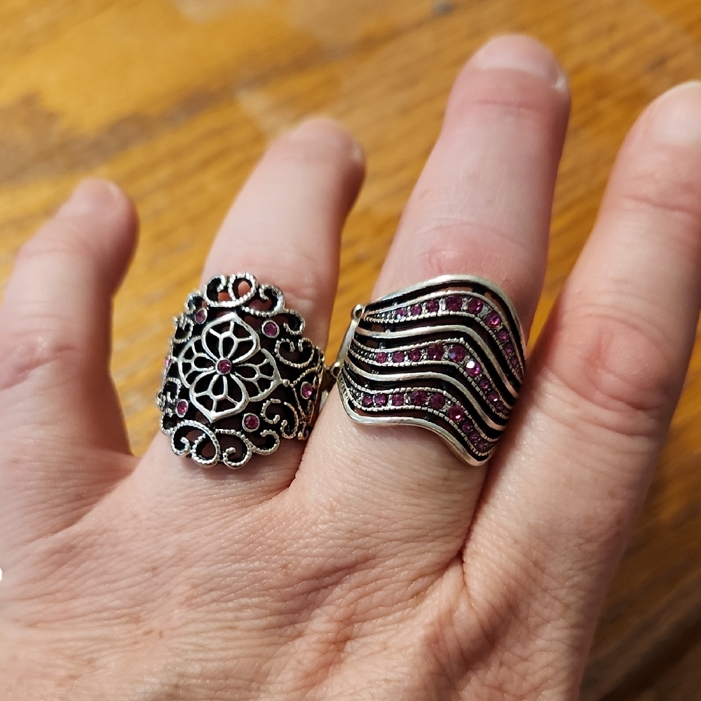 Paparazzi Silver and Pink Gemstone Rings